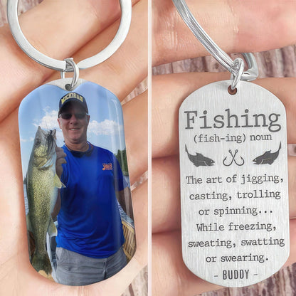 Personalized Fishing Definition Keychain - Custom Photo Gift for Dad, Grandpa & Fisherman