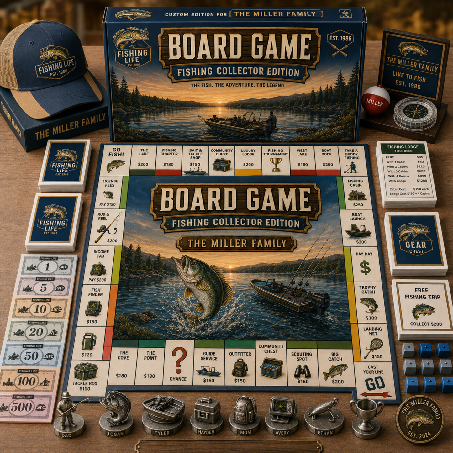 Premium Fishing Collector’s Edition Board Game – Fishing Adventure Strategy Game for Anglers, Families & Game Night