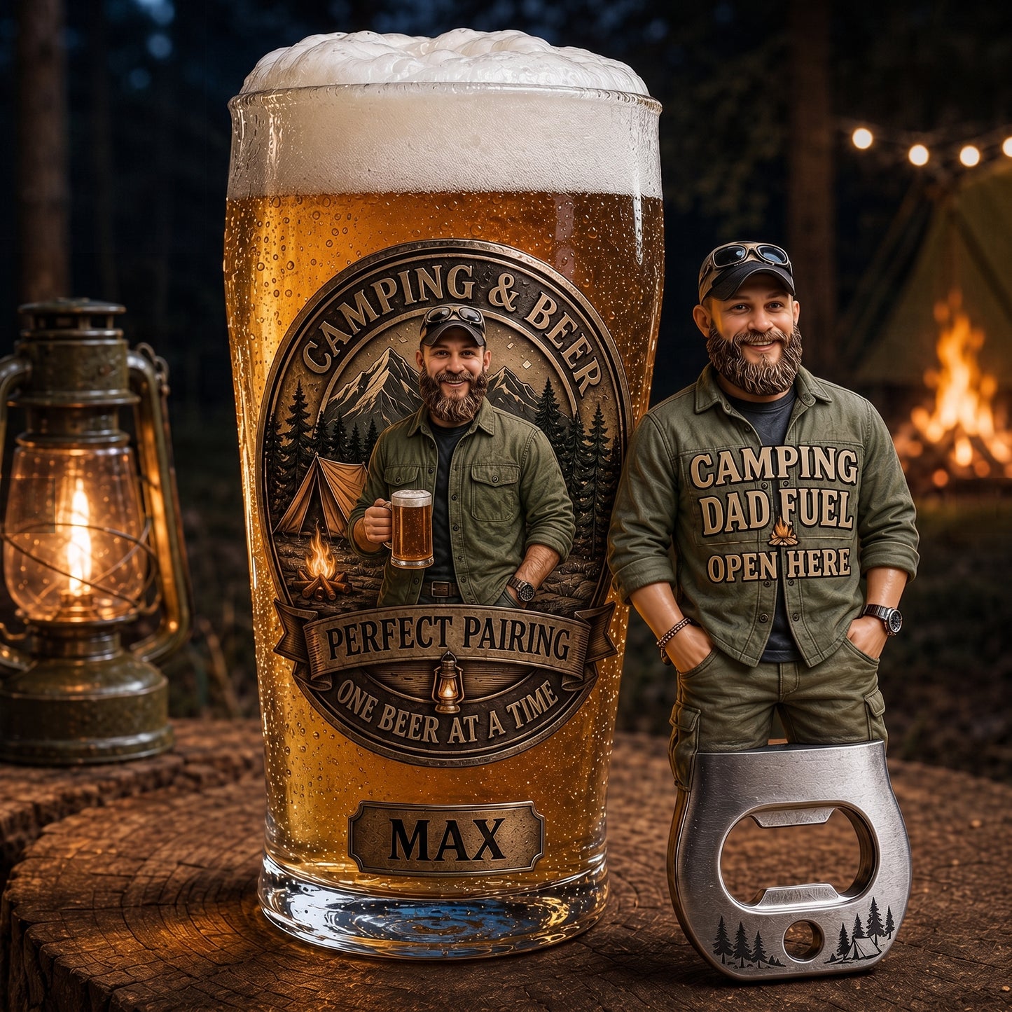Personalized Camping Dad Beer Pint Glass – Custom Camping & Beer Gift for Dad