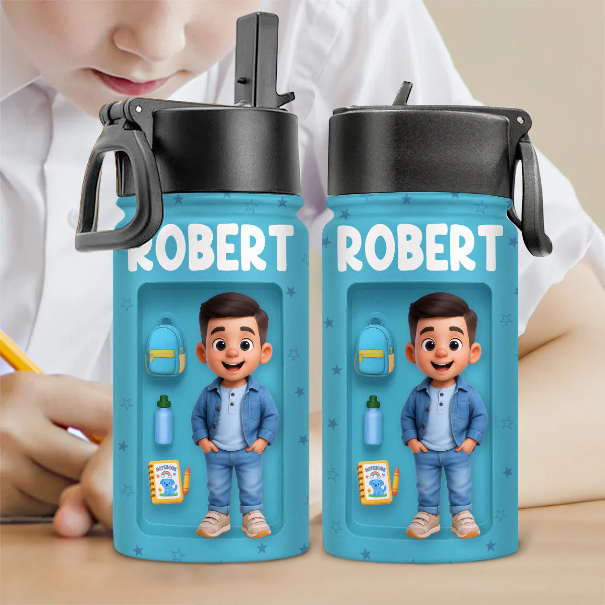 Custom Name Kids Water Bottle - Personalized Back To School Gift