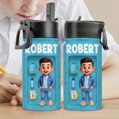 Custom Name Kids Water Bottle - Personalized Back To School Gift