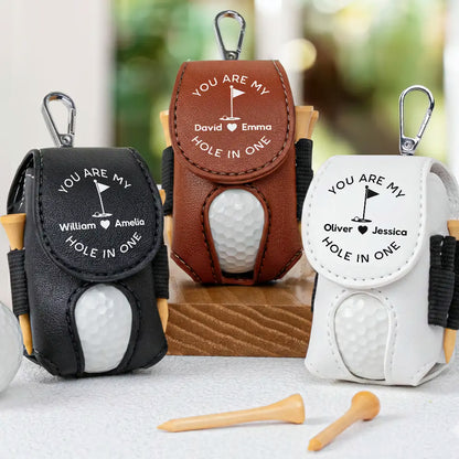 You Are My Hole In One - Personalized Leather Golf Ball Holder
