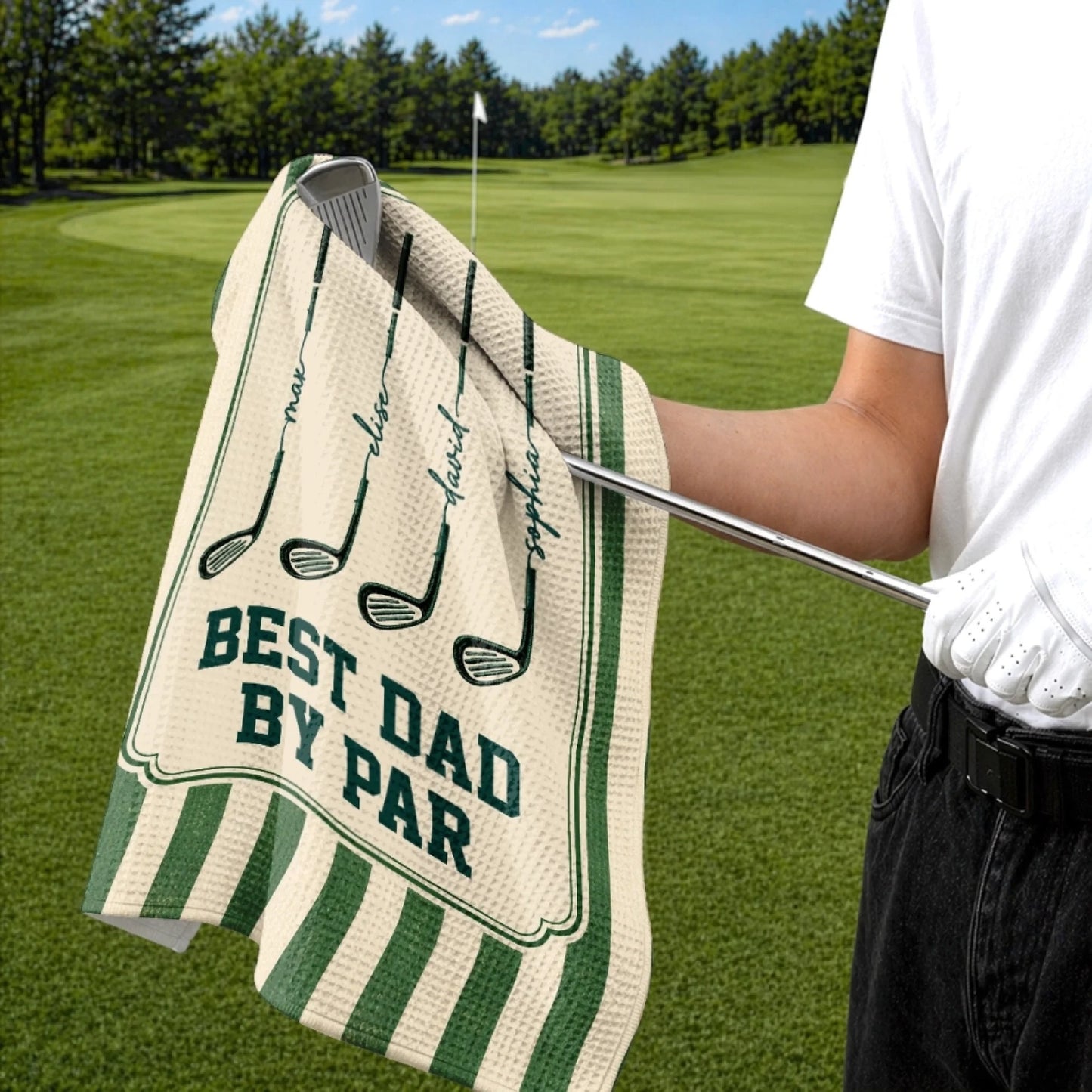 Custom Golf Towel - Personalized Father's Day Birthday Golf Gifts For Dad, Grandpa - Keep Calm & Golf On 2705 PTH