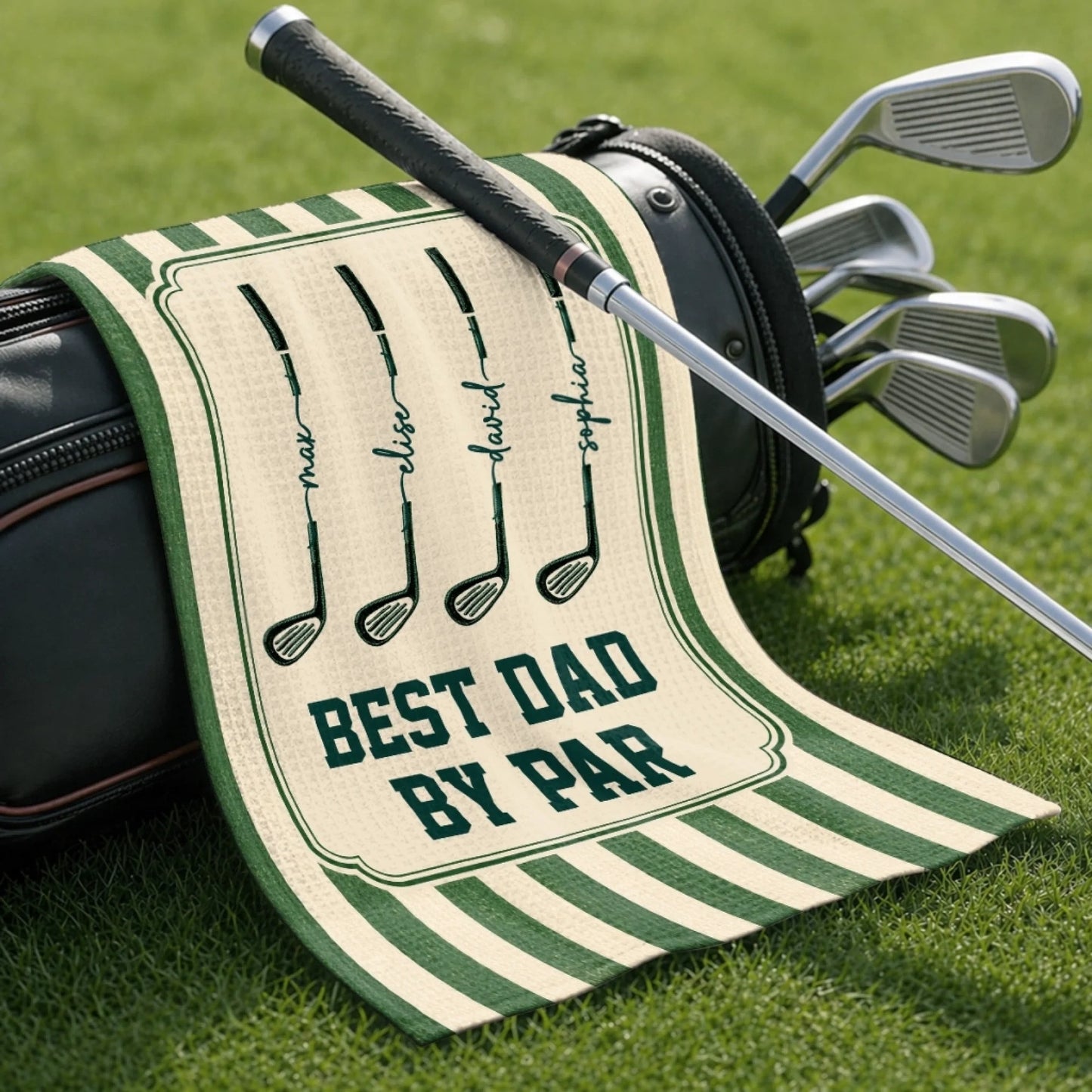 Custom Golf Towel - Personalized Father's Day Birthday Golf Gifts For Dad, Grandpa - Keep Calm & Golf On 2705 PTH