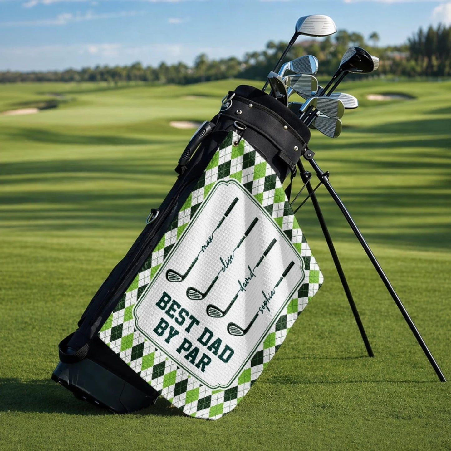 Custom Golf Towel - Personalized Father's Day Birthday Golf Gifts For Dad, Grandpa - Keep Calm & Golf On 2705 PTH