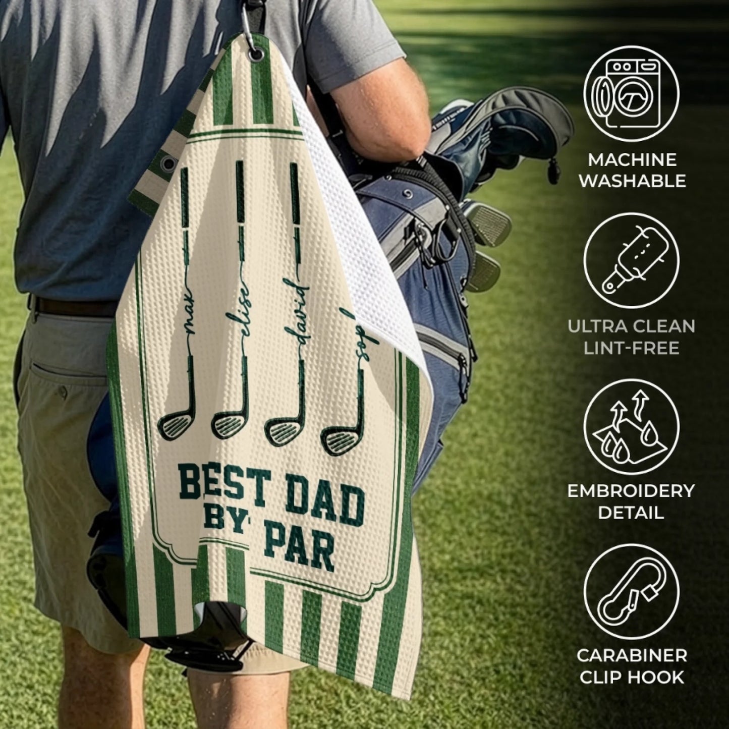 Custom Golf Towel - Personalized Father's Day Birthday Golf Gifts For Dad, Grandpa - Keep Calm & Golf On 2705 PTH
