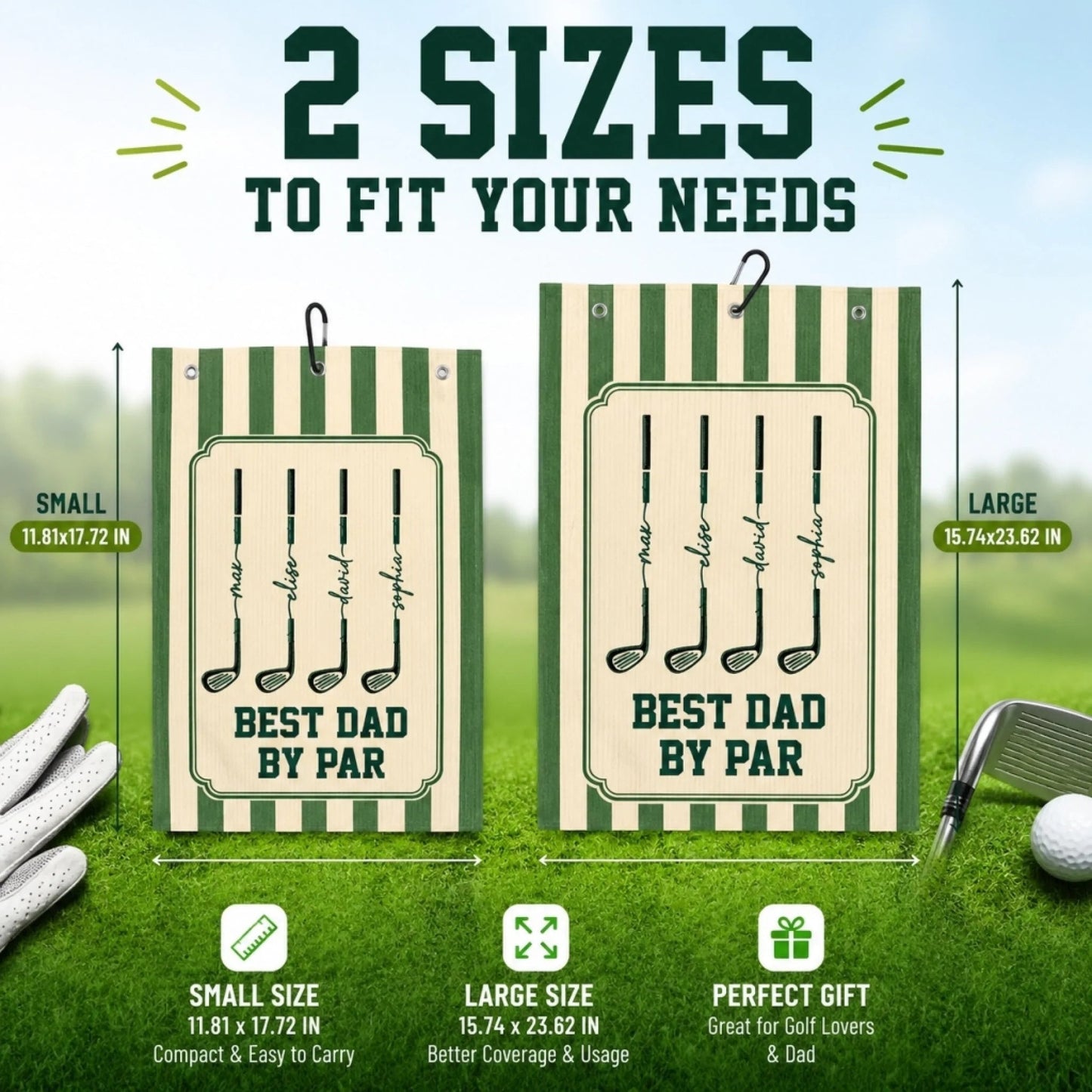 Custom Golf Towel - Personalized Father's Day Birthday Golf Gifts For Dad, Grandpa - Keep Calm & Golf On 2705 PTH