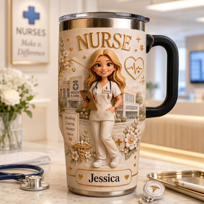 Personalized Nurse Tumbler – Custom Name & Photo Healthcare Gift For Nurses