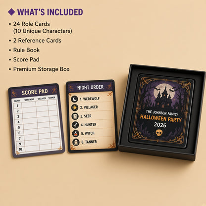 Personalized Halloween Werewolf Card Game, Custom Family Party Game, Halloween Party Cards, Spooky Game Night, Halloween Gift for Kids & Adults
