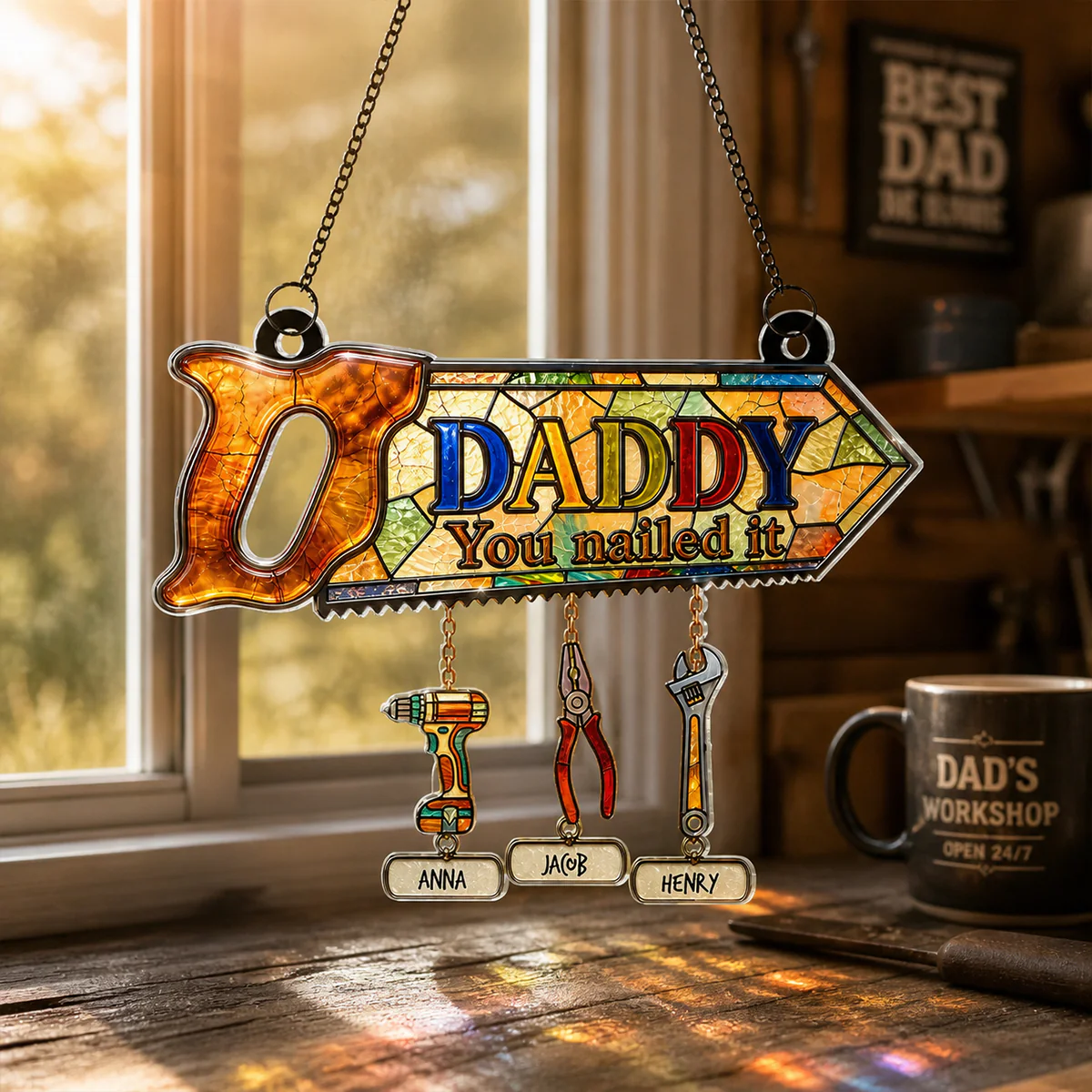 Daddy You Nailed It - Personalized Suncatcher - Father's Day Gift for Dad, Husband