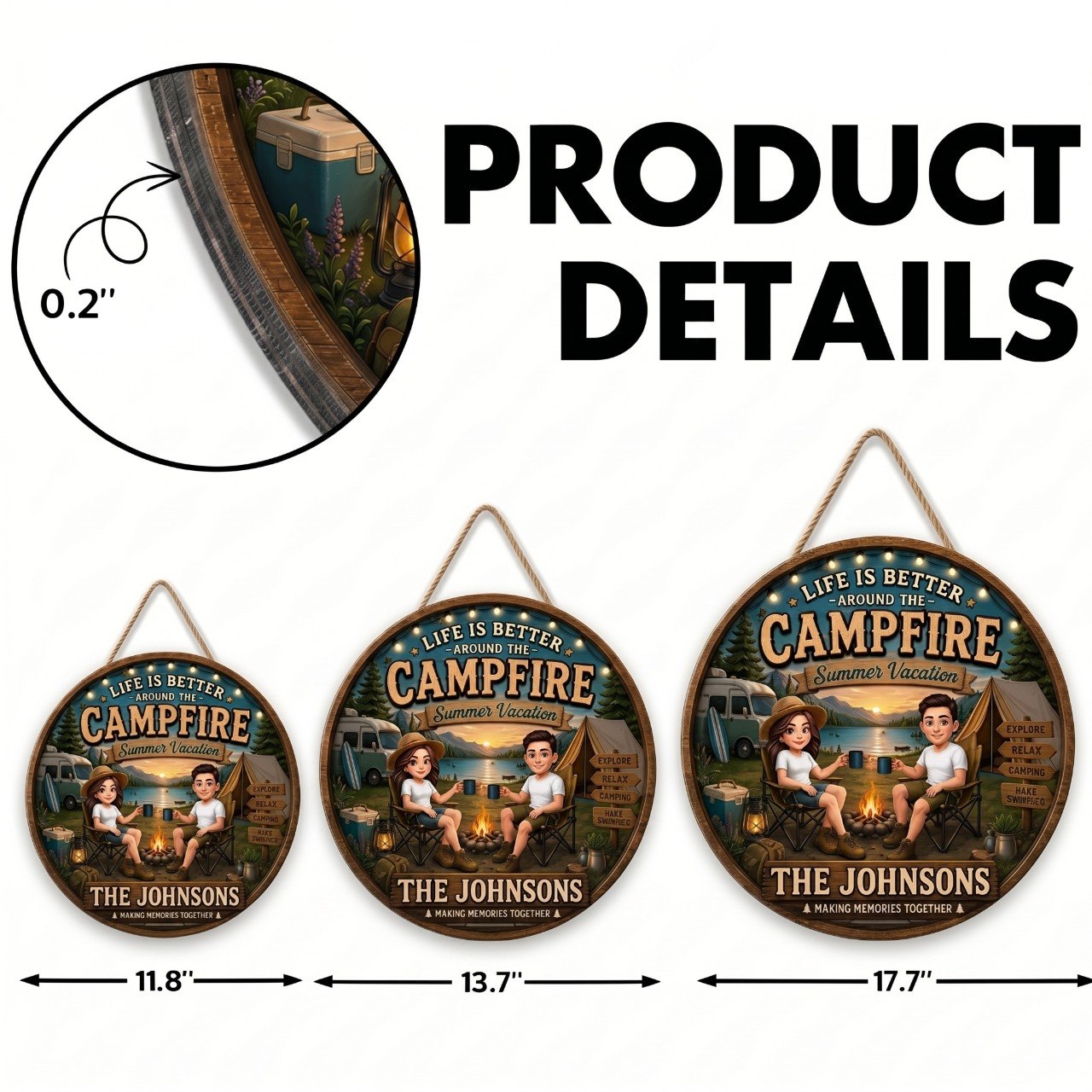 Life Is Better Around The Campfire Summer Vacation Relax Unwind - Personalized Wood Sign - Gift For Couple, Camping Lovers, Campsite RV Outdoor Cabin Decor