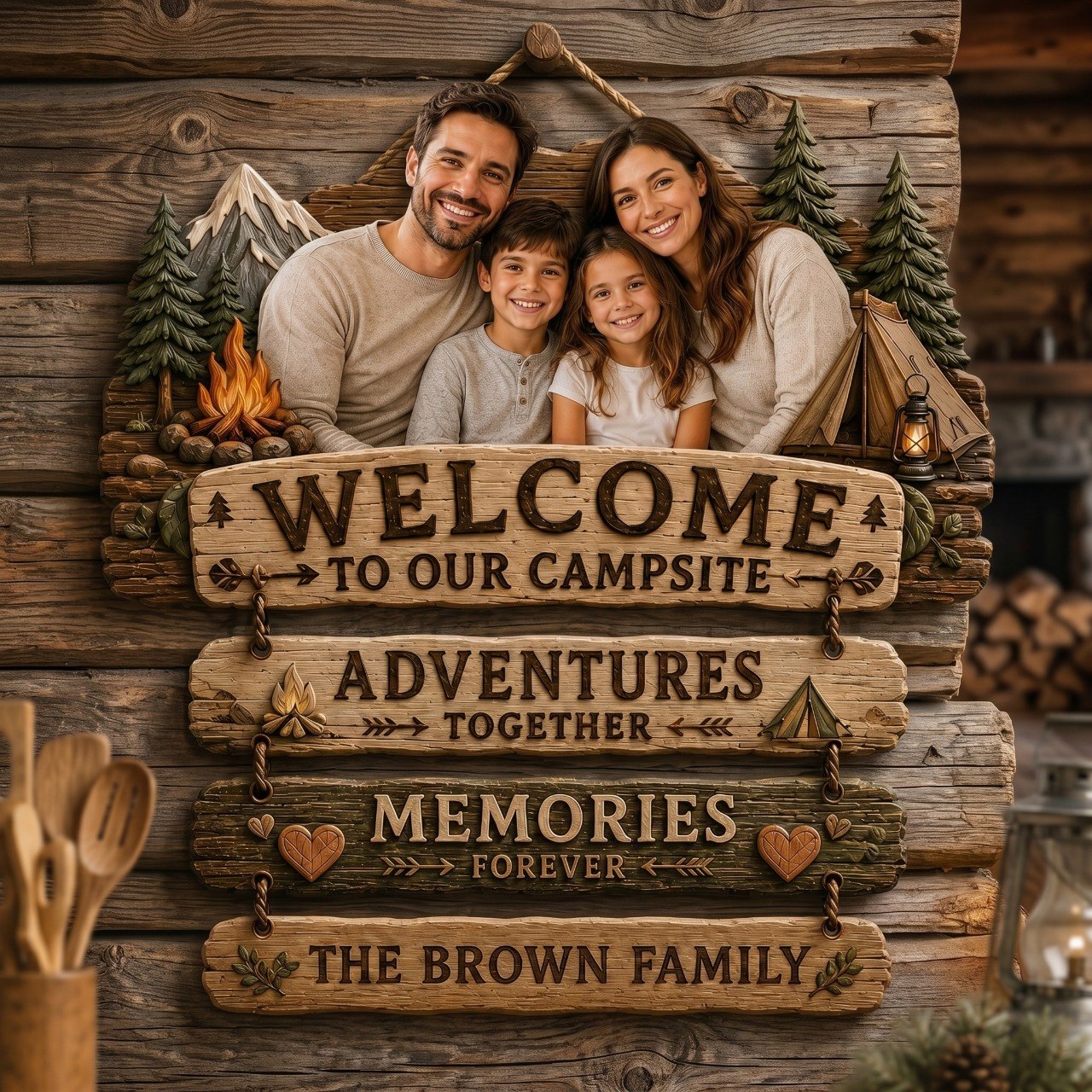 Welcome To Our Campsite - Personalized Family Camping Pallet Wood Sign