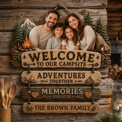 Welcome To Our Campsite - Personalized Family Camping Pallet Wood Sign
