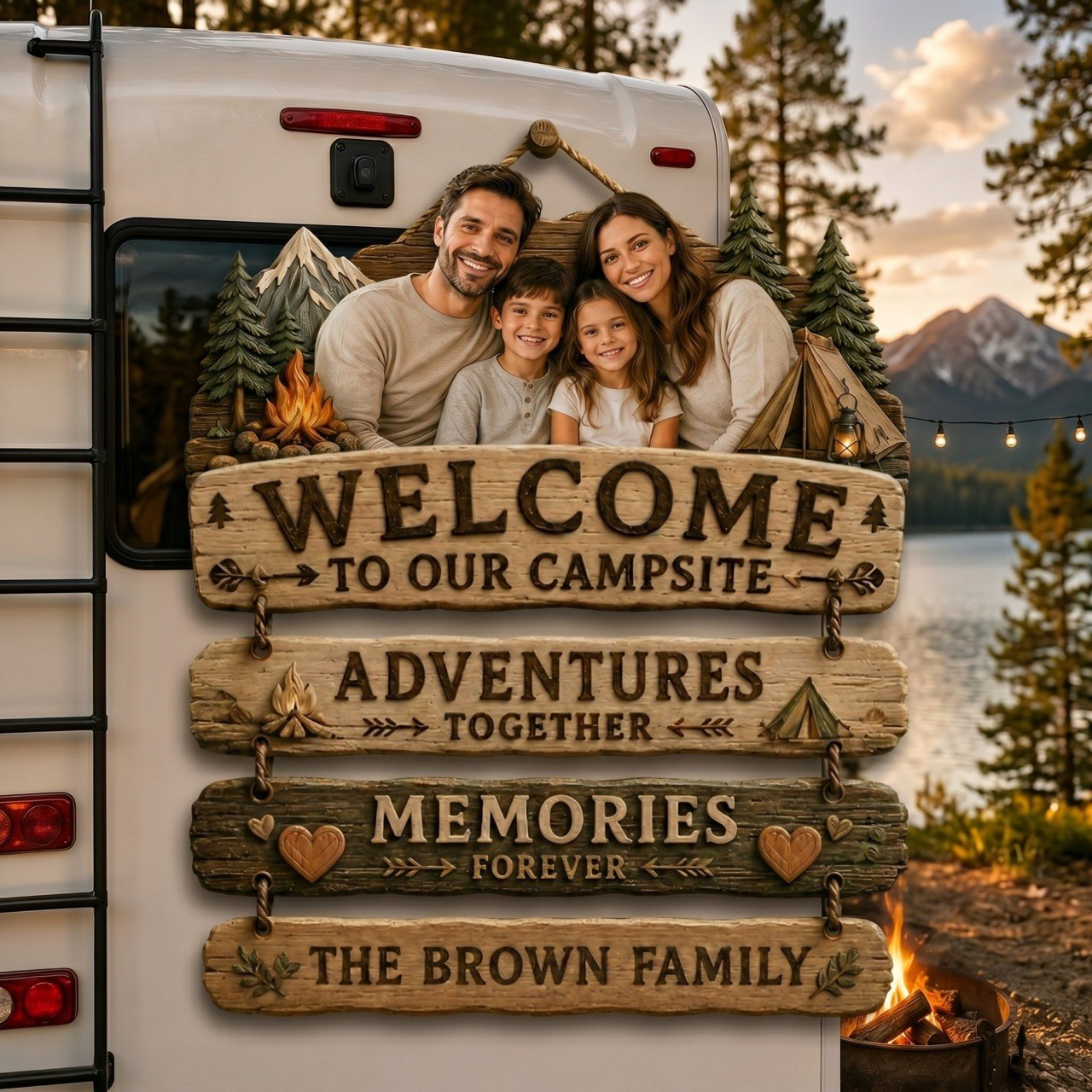 Welcome To Our Campsite - Personalized Family Camping Pallet Wood Sign