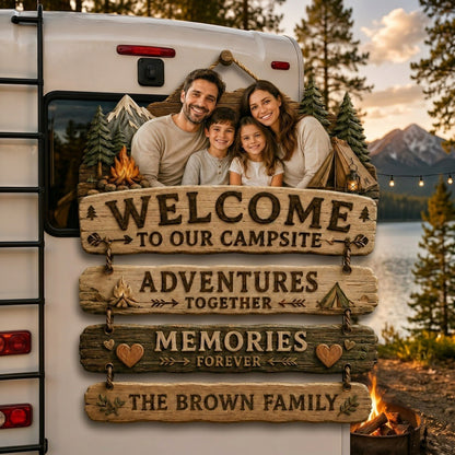 Welcome To Our Campsite - Personalized Family Camping Pallet Wood Sign