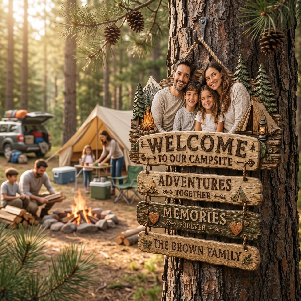 Welcome To Our Campsite - Personalized Family Camping Pallet Wood Sign