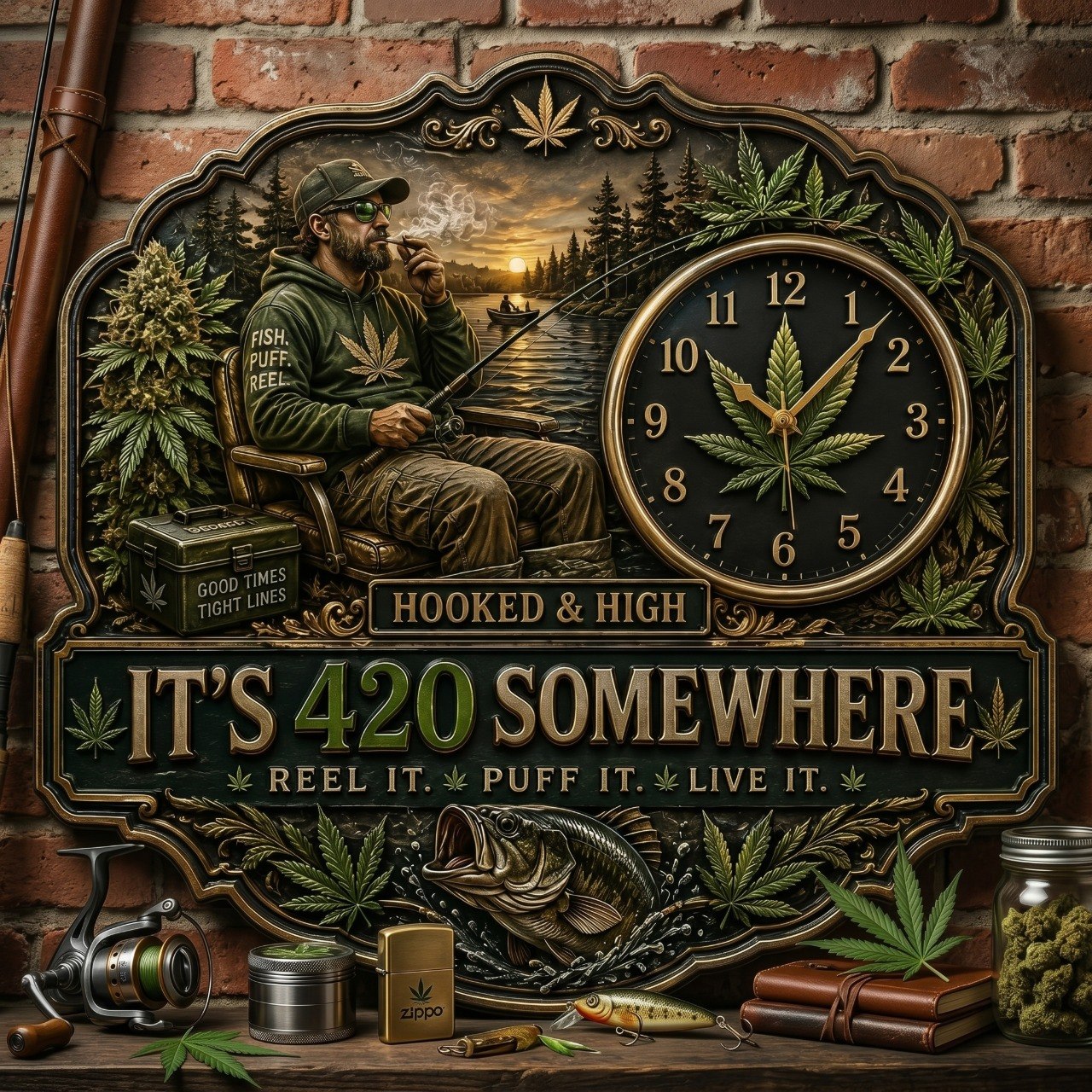 Any Photo It's 420 Here - Personalized Fishing Acrylic Wall Clock