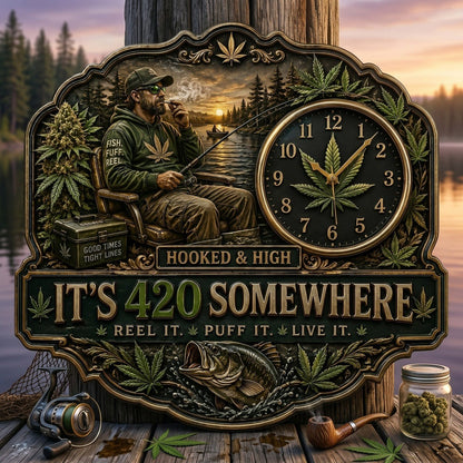 Any Photo It's 420 Here - Personalized Fishing Acrylic Wall Clock