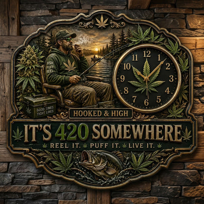Any Photo It's 420 Here - Personalized Fishing Acrylic Wall Clock