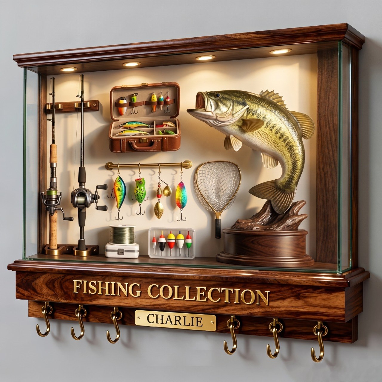 Love Fishing - Personalized Fishing Custom Shaped Hanging Rack