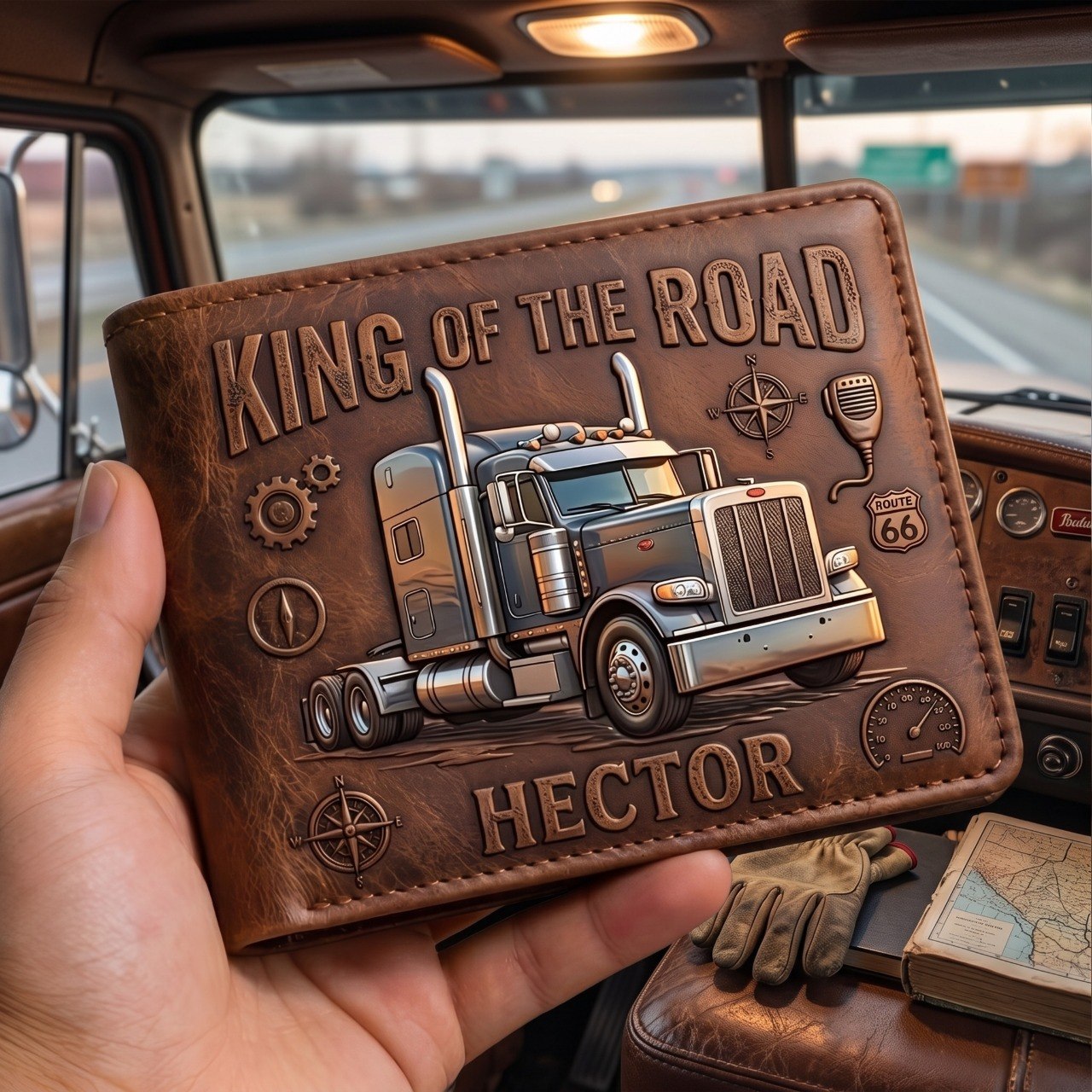 Legend Of The Highway - Personalized Trucker Dad Wallet