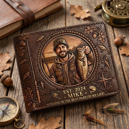 World's Greatest Catch - Personalized Fishing Dad Leather Wallet