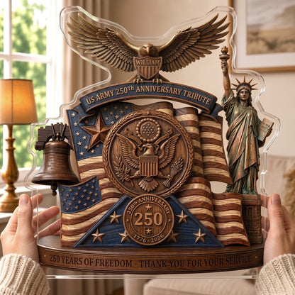 Personalized Army Veteran 250th USA Anniversary Decor – Custom Shaped Acrylic Plaque