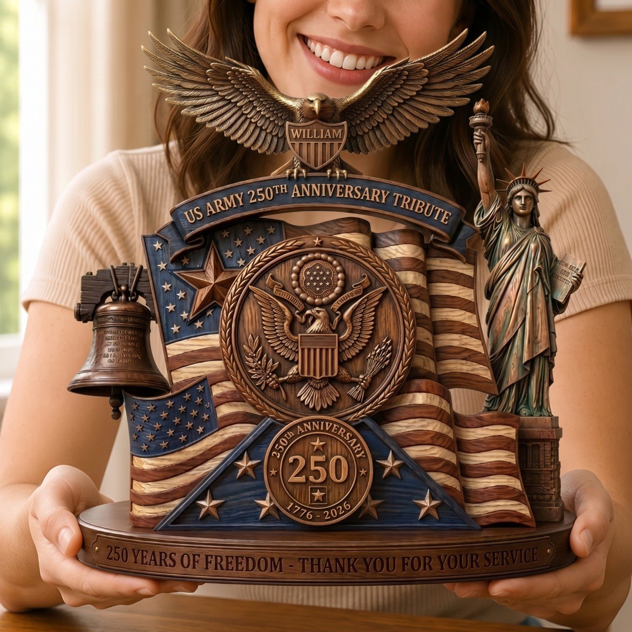 Personalized Army Veteran 250th USA Anniversary Decor – Custom Shaped Acrylic Plaque