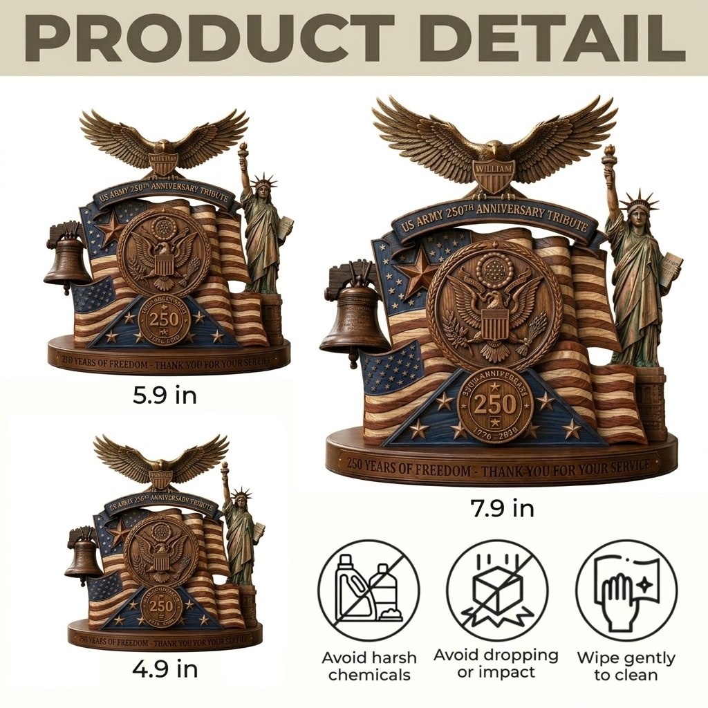 Personalized Army Veteran 250th USA Anniversary Decor – Custom Shaped Acrylic Plaque