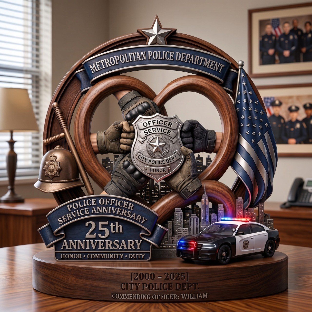 Personalized Police Officer 250th USA Anniversary Decor – Custom Shaped Acrylic Plaque