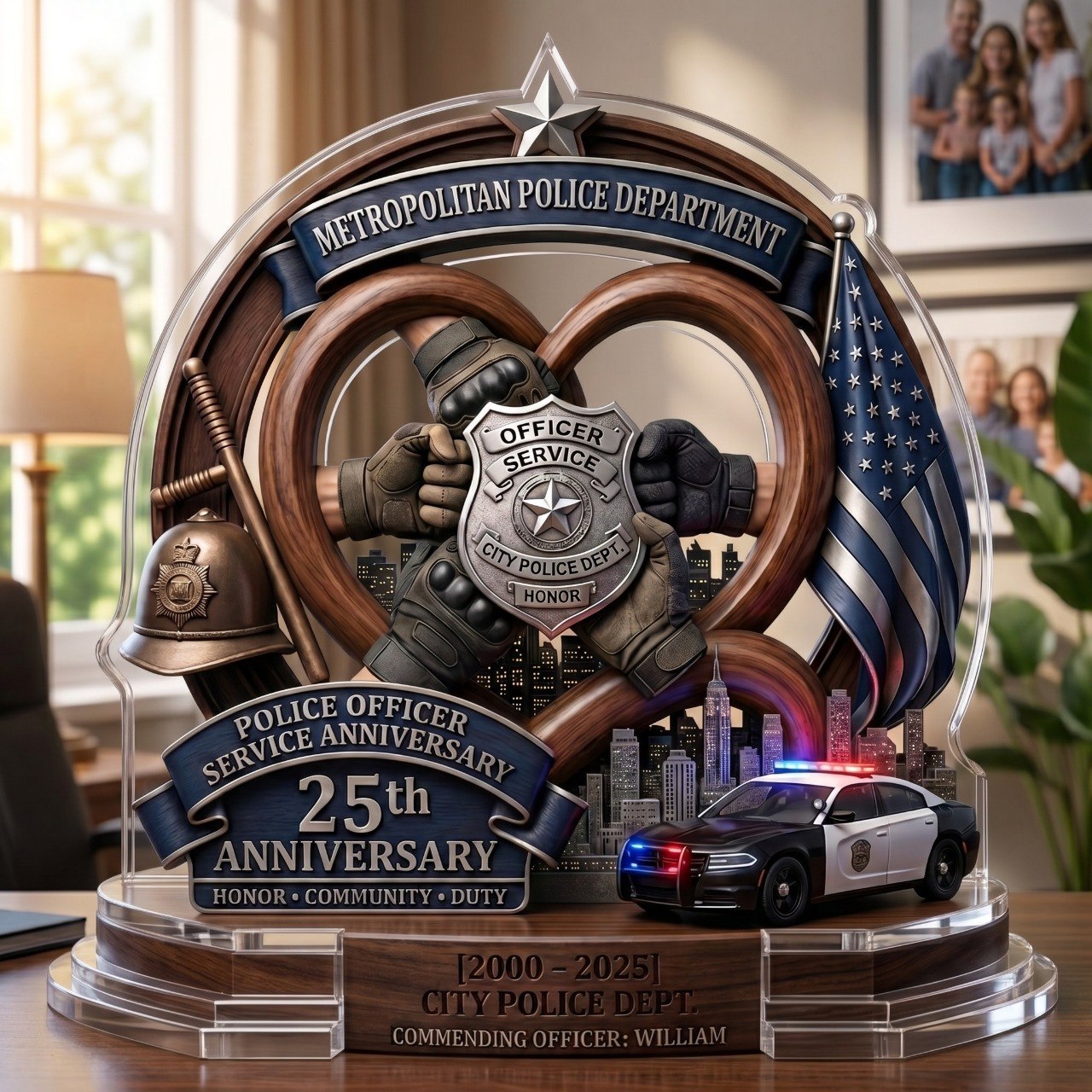 Personalized Police Officer 250th USA Anniversary Decor – Custom Shaped Acrylic Plaque