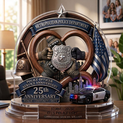 Personalized Police Officer 250th USA Anniversary Decor – Custom Shaped Acrylic Plaque