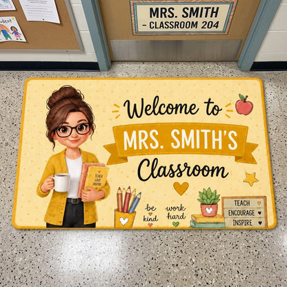 Pennant Vintage Welcome To Teacher Classroom - Personalized Doormat