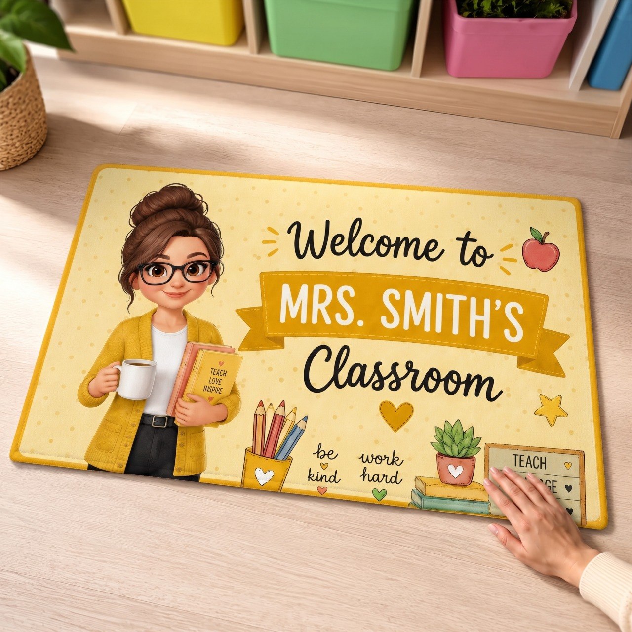 Pennant Vintage Welcome To Teacher Classroom - Personalized Doormat