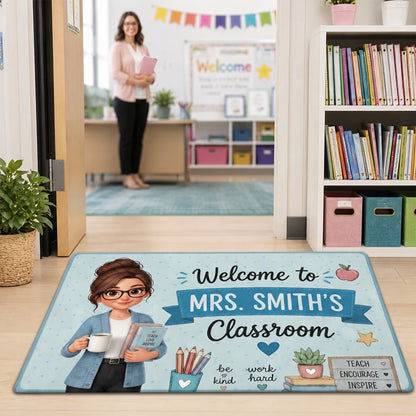 Pennant Vintage Welcome To Teacher Classroom - Personalized Doormat