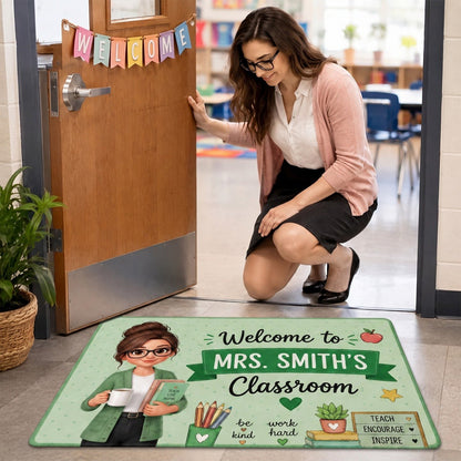 Pennant Vintage Welcome To Teacher Classroom - Personalized Doormat