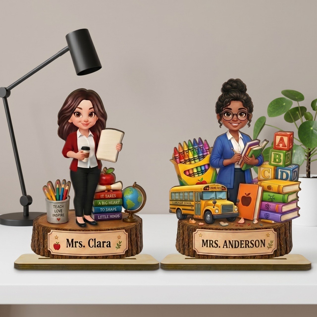Personalized Teacher Wooden Plaque With Custom Name – Back To School Gift For Teacher, Classroom Desk Decor