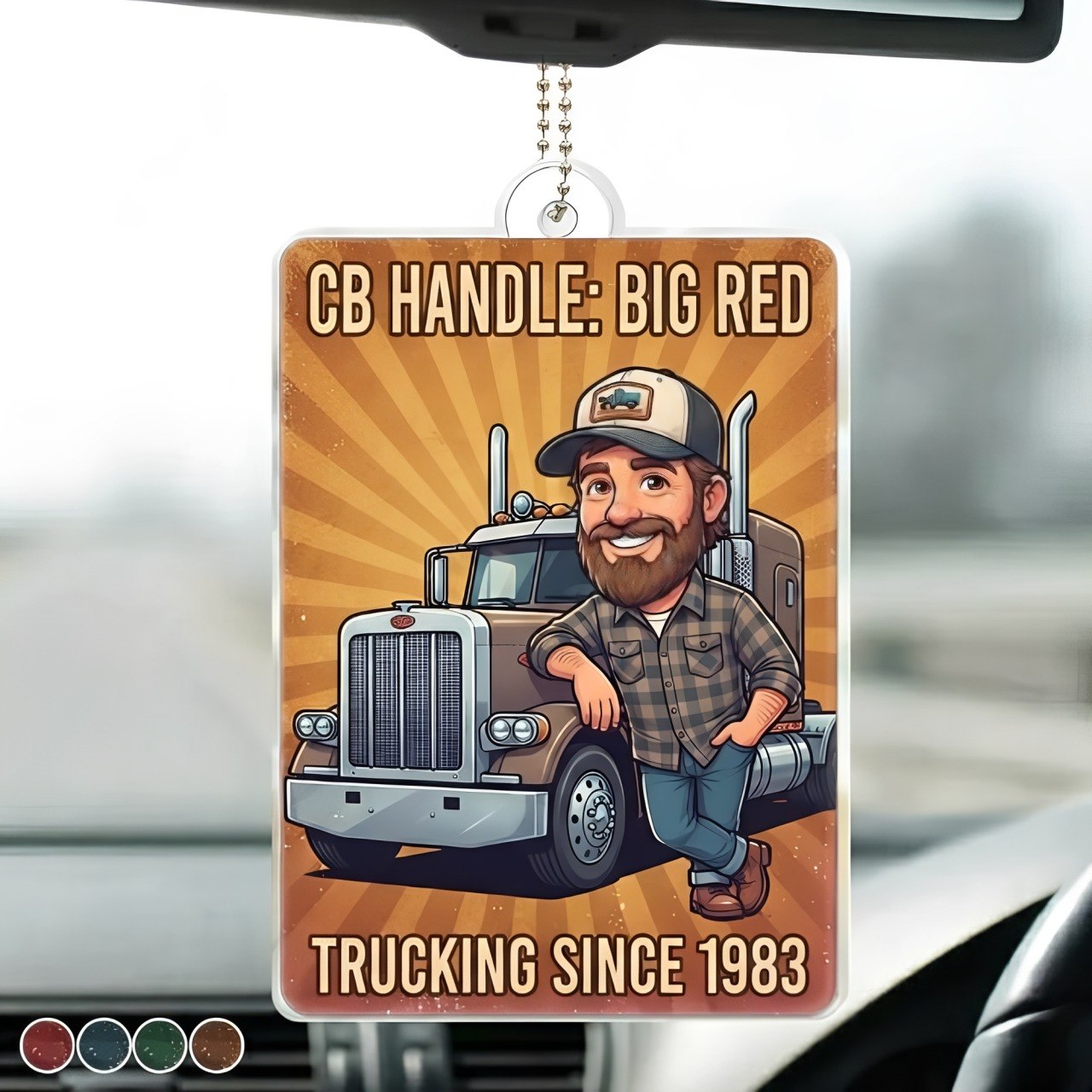 Custom Photo Truck Driver Caricature - Personalized Acrylic Car Hanger