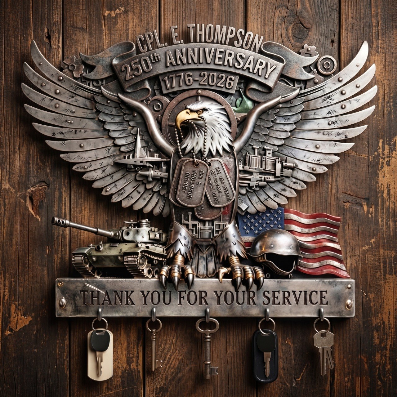Armed Eagle Key Hanger – Personalized Gift For Veterans & Patriots