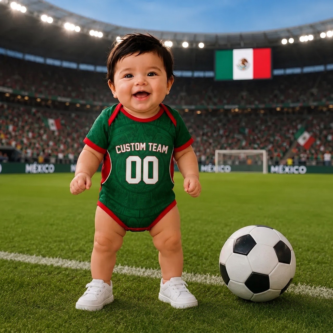 Personalized Southwestern Inspired Soccer Baby Bodysuit – Custom Name & Number Football Outfit