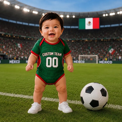 Personalized Southwestern Inspired Soccer Baby Bodysuit – Custom Name & Number Football Outfit