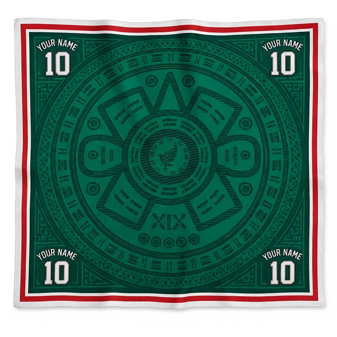 Southwestern Inspired Mexico Soccer Satin Head Scarf – Green Match Day Bandana for Women, Custom Name & Number Football Outfit