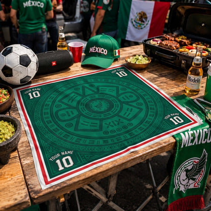 Southwestern Inspired Mexico Soccer Satin Head Scarf – Green Match Day Bandana for Women, Custom Name & Number Football Outfit