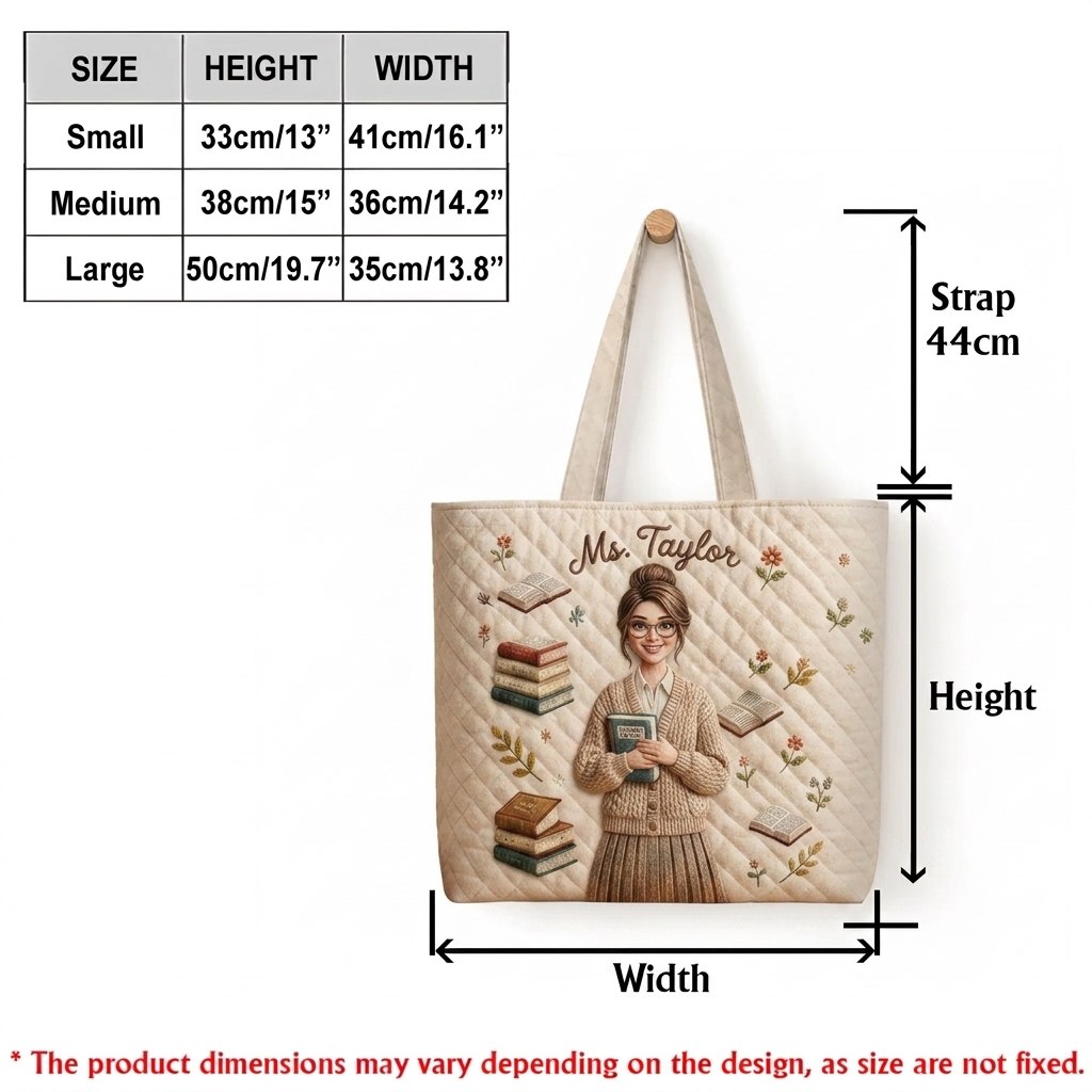 Teacher Love - Personalized Teacher Quilted Tote Bag With Plush Charm