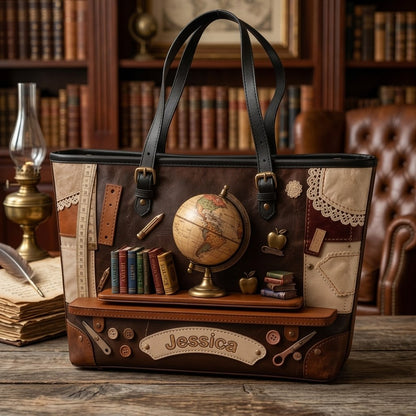 Teaching With Heart - Personalized Teacher Leather Bag
