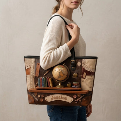 Teaching With Heart - Personalized Teacher Leather Bag