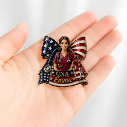 Custom Face Nurse Badge Pin | Personalized Name Gift for Certified Nursing Assistant