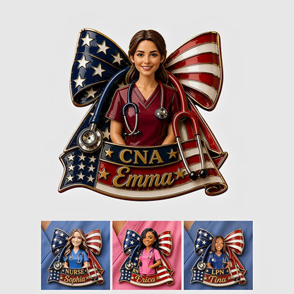 Custom Face Nurse Badge Pin | Personalized Name Gift for Certified Nursing Assistant