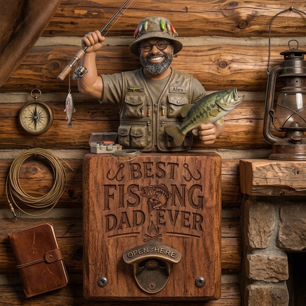 Best Fishing Dad Ever- Personalized Fishing Dad Wall Bottle Opener