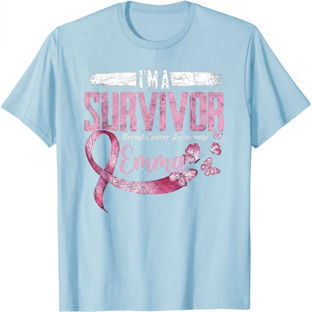I'm A Survivor - Personalized Breast Cancer Awareness Shirt With Custom Name